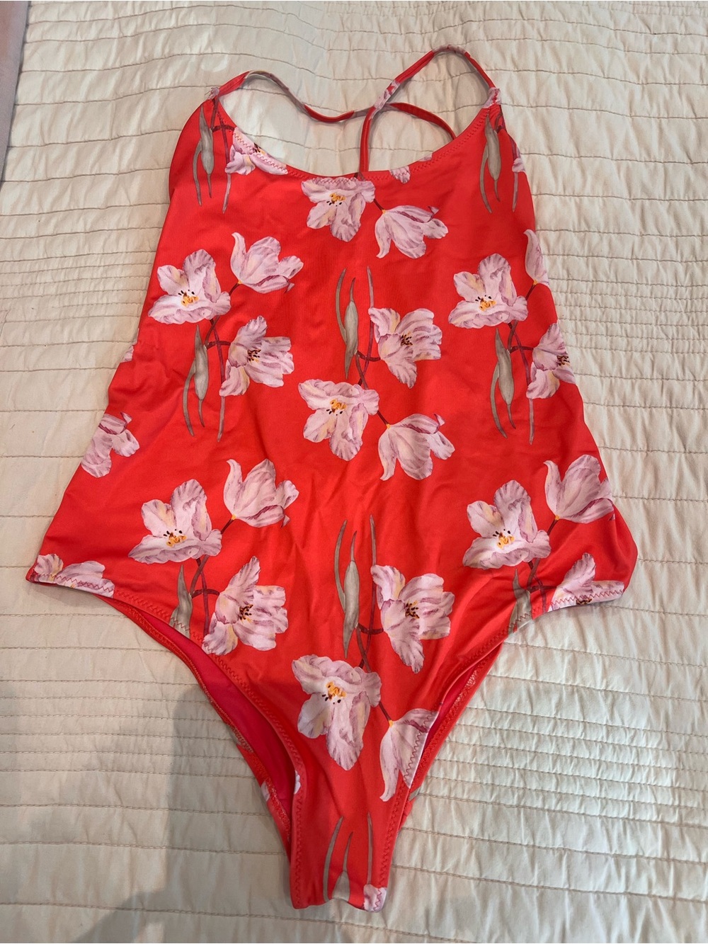 H&M Coral Print One-Piece Swimsuit Size 8